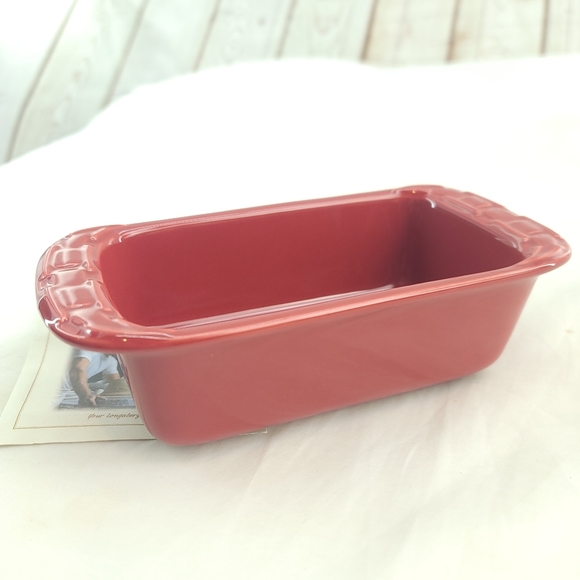 Longaberger 3162060 Tomato Woven Traditions Ceramic Glossy Loaf Dish Small - Picture 4 of 8